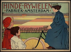 Affiche Hinde-Rywielenfabriek Amsterdam - Johann Georg van Caspel, 1896-98 (Wiki Commons)
