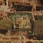 Deze geschilderde plattegrond laat zien hoe Den Haag er in 1570 uit zag. De slotgrachten rond het Binnenhof zijn goed te zien – Cornelis Elandts, 1663 – Collectie Haags Historisch Museum