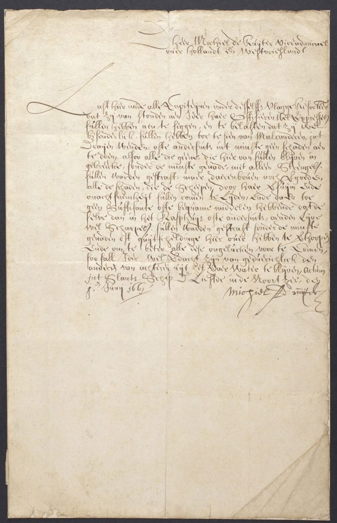 Brief van Michiel de Ruyter , 1661 - Koninklijk Bibliotheek
