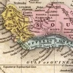 Het niet bestaande Kong-gebergte op een kaart van West-Afrika uit 1839