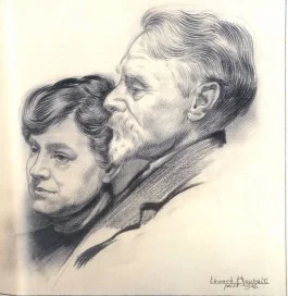 Lita de Ranitz en haar echtgenoot Willem Bastiaan Tholen – tekening door Eduard Houbolt, 1922 (Collectie Gemeentemuseum, Den Haag)