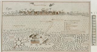 Een weglopersdorp in Suriname - Onder-luitenant Frederici, 1772 - Nationaal Archief