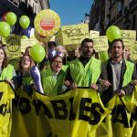 Leden van Greenpeace tijdens een betoging in Madrid, 2015