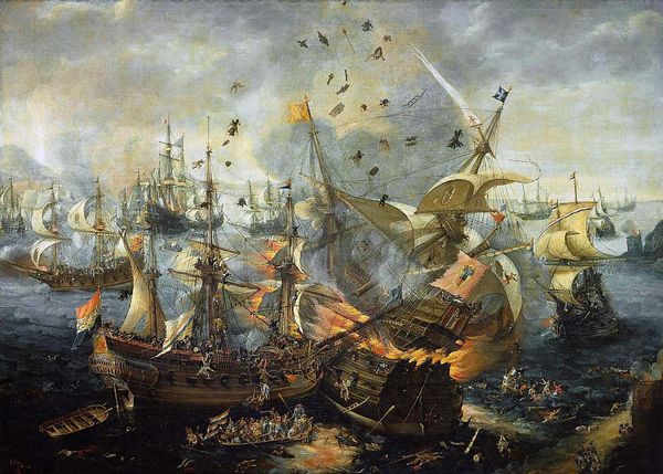 Slag bij Gibraltar in 1607, Cornelis Claesz van Wieringen (Rijksmuseum)