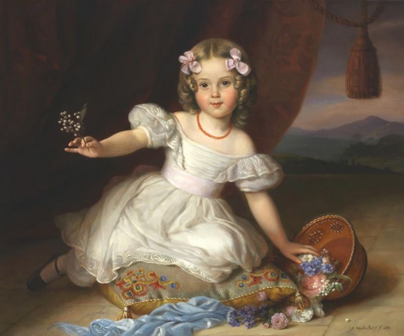 Portret van Alexine door J.B. van der Hulst, 1839 – Alexine was vier jaar oud toen dit portret van haar werd gemaakt. De schilder Van der Hulst werkte ook voor het hof. (Collectie Tinne Family Archives)