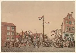 Feestelijke inwijding van de Willemsstraat op 24 Augustus 1857 - Tekening 1898 door J.M.A. Rieke (Stadsarchief Amsterdam)