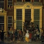 De boekhandel en het loterijkantoor van Jan de Groot in de Kalverstraat in Amsterdam, Isaac Ouwater, 1779