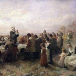 De eerste Thanksgiving Day in Plymouth, 1621 - Jennie A. Brownscombe, 1914