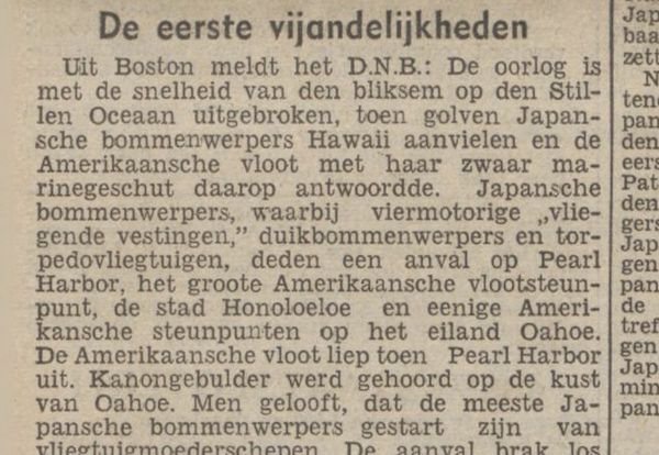 Bericht in het 'Nieuwsblad van het Noorden' van 8 december 1941