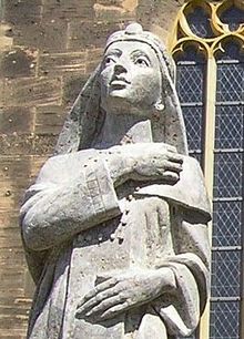 De Byzantijnse prinses Theophanu (ca. 960-991) - Beeld op een kerk in Eschwege, Hessen - Foto: CC