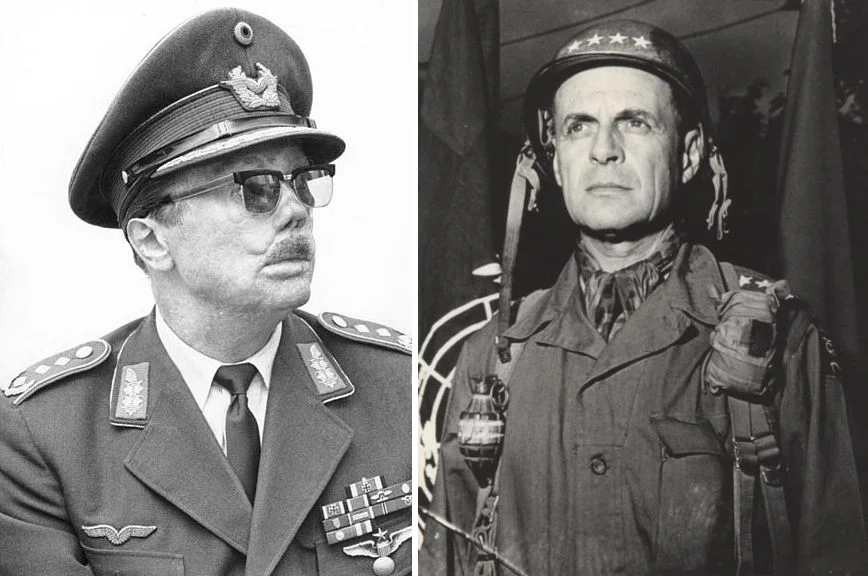 De Duitse luchtmachtgeneraal Johannes Steinhoff (links) en de Amerikaanse viersterrengeneraal Matthew B. Ridgway (rechts).
