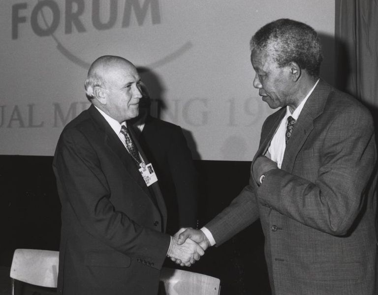 Frederik de Klerk en Nelson Mandela, 1992