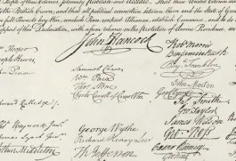 Handtekening van John Hancock op de Declaration of Independence