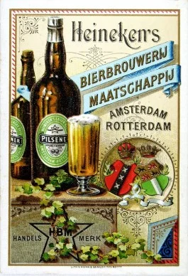 Reclamekaart voor exportbieren van Heineken's Bierbrouwerij Maatschappij, 1890-1900 (Stichting Heineken Collection)