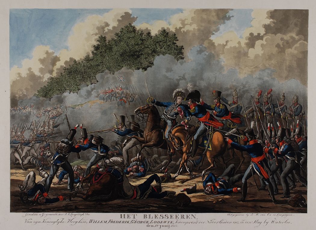 De Prins van Oranje raakt gewond tijdens de slag bij Waterloo - Jan Anthonie Lagendijk (Atlas Van Gijn)