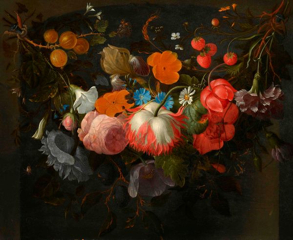 Een festoen met bloemen en fruit - Pieter Galis