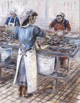 Turks Scheveningse vrouwen aan het werk, Anneloes Groot, collectie Haags Historisch Museum