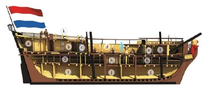 Driedimensionale tekening van een slavenschip (Zeeuws Archief)