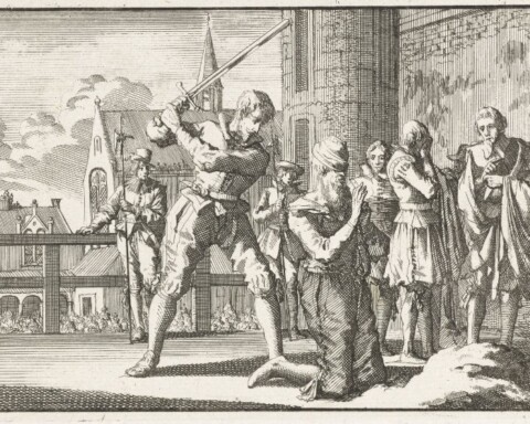 Onthoofding van Johan van Oldenbarnevelt - Jan Luyken, ca. 1696 (Rijksmuseum)