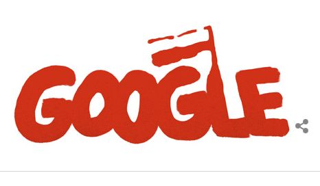 Google doodle ter ere van Solidarnosc, de vakbond van Lech Walesa