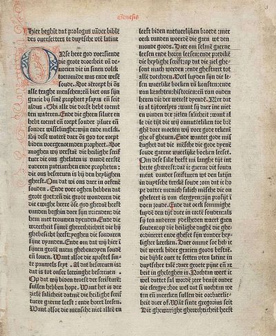 Proloog van de Delftse Bijbel uit 1477