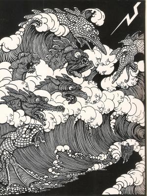 ‘De leviathannen drongen op elkaâr langs het pad dat Psyche ging.’ Bernard Reith, illustratie voor Psyche. Oostindische inkt op papier (1917). Collectie Rijksmuseum