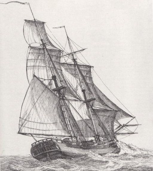 Een snauwschip, zoals d' Eenigheid. Gravure van Gerrit Groenewegen (1789), Rijksmuseum.