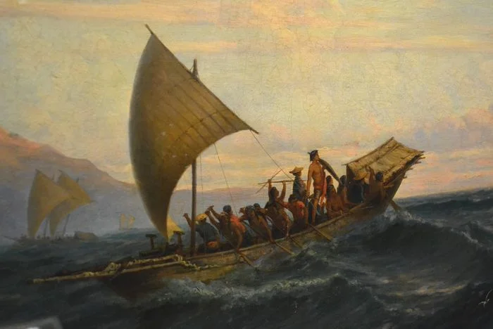 Tabellorese zeeroversprauwen (noordelijke Molukken) op de vlucht voor een naderend oorlogsschip. Schilderij door J.E. Heemskerkck van Beest, 1864 (fragment). Deze piraten bezorgden ook de VOC heel wat hoofdbrekens.