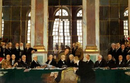 Ondertekening van de Vrede van Versailles 1919 (William Orpen, detail)