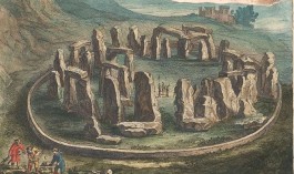 Zveentiende-eeuwse afbeelding van Stonehenge in de atlas van Blaeu, 1645