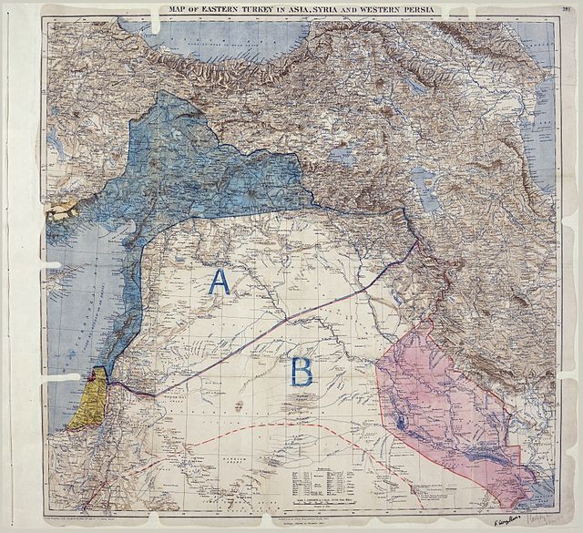 Kaart van het Sykes-Picotverdrag