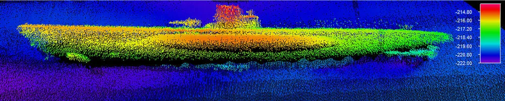U-576 sonar afbeelding (NOAA - SRI International)