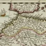 Fragment van een oude kaart van Marokko