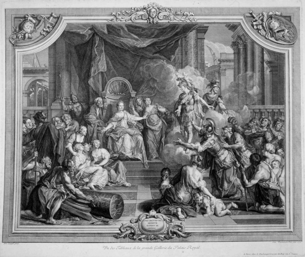 Prent: Hannibal en de strijd bij Zama, door onbekende kunstenaar. Papier, datering 1567, hoogte 44 cm. Collectie: Universitaire Bibliotheek Leiden