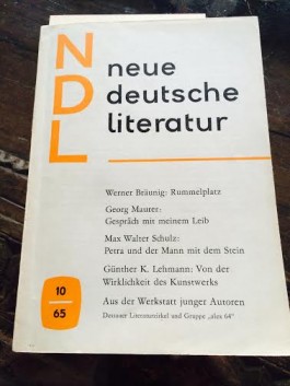 Het tijdschrift 'neue deutsche literatur' (volgens de trend van de tijd zonder hoofdletters) van oktober 1965, met een voorpublicatie van het nieuwe boek van Werner Bräunig; aanstootgevend, zou twee maanden later blijken.
