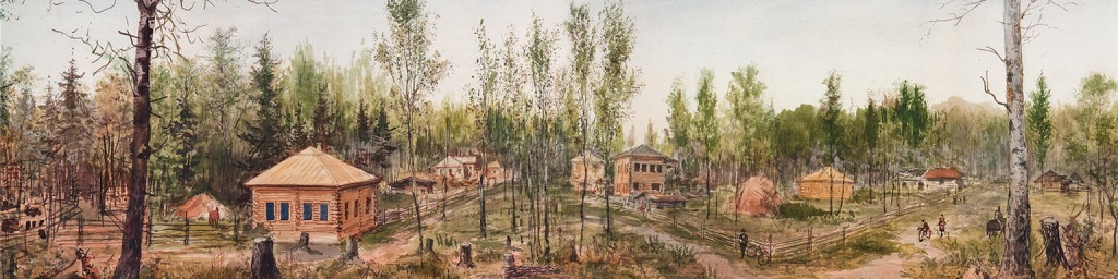 Novonikolajevsk (Nieuw-Nicolaas), nu Novosibirsk. Detail panorama Pavel Piasetsky (Hermitage)