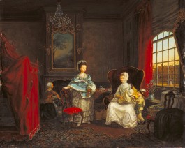 Maria Margaretha la Fargue (Franse grootouders), Interieur van een huis aan de Dunne Bierkade, ca. 1780. Collectie Haags Historisch Museum