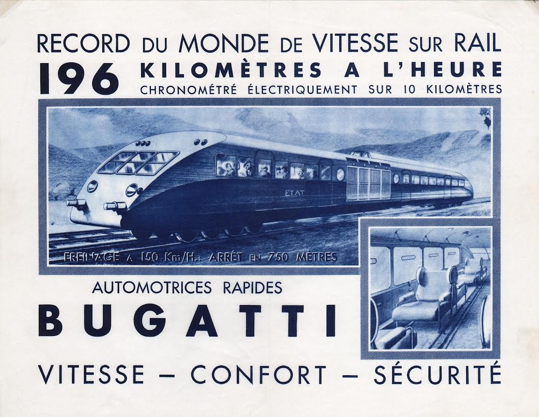 Advertentie wereldrecord Autorail Bugatti, 1937 (collectie Arjan den Boer)