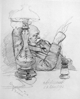 Bismarck thuis in Friedrichsruh (1892), getekend door C.W. Allers