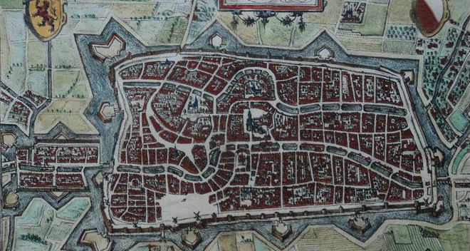 Een van de te veilen kaarten Utrecht; Lodovico Guicciardini - Trajectum - 1582