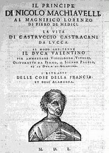 Omslag van Machiavelli's Il Principe en La Vita di Castruccio Castracani da Lucca uit 1550.
