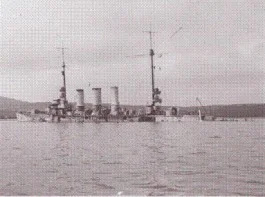 Zinkende Duitse kruiser SMS Frankfort
