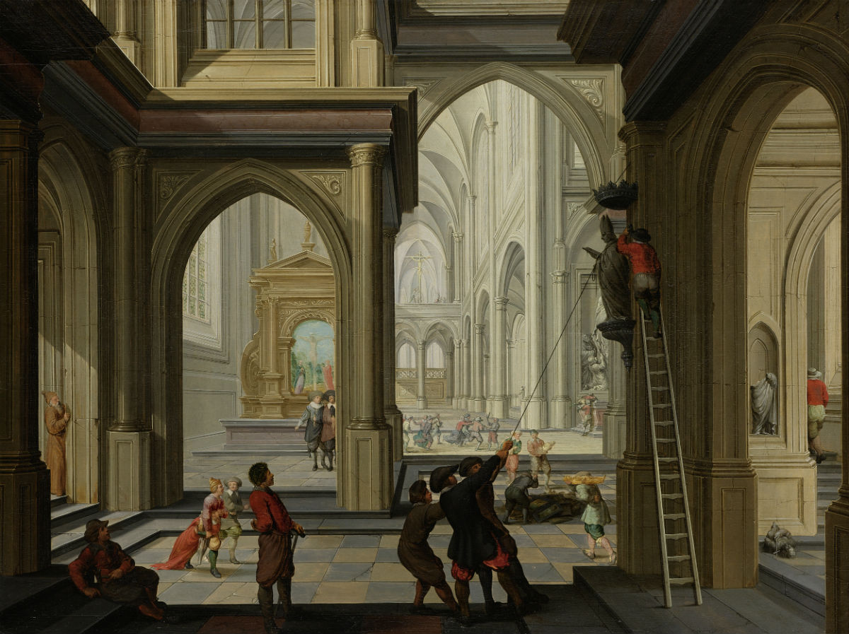 Beeldenstorm in een kerk, 1630, Dirck van Delen
