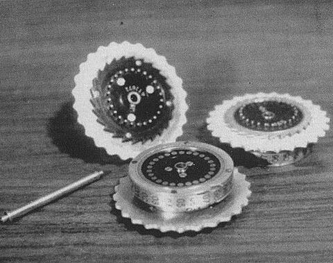 Drie rotors van de enigma codeermachine