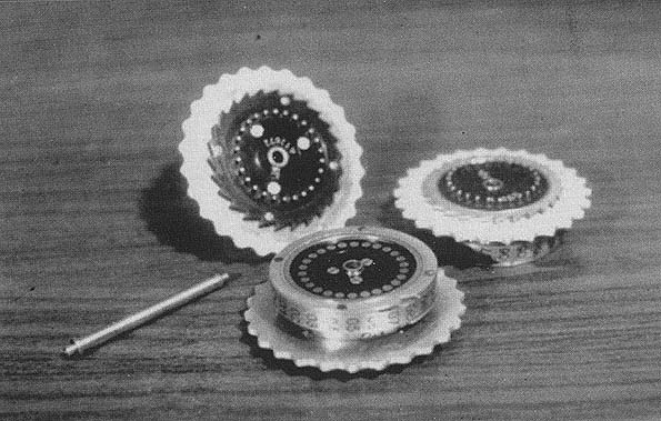 Drie rotors van de enigma codeermachine