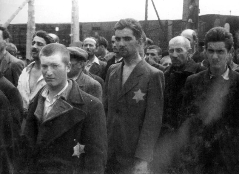 Mannen geselecteerd voor dwangarbeid (Auschwitz Album, mei 1944)