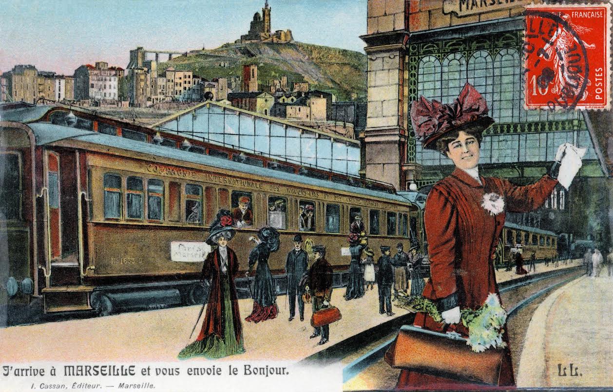 Ansichtkaart aankomst station Marseille, ca. 1900