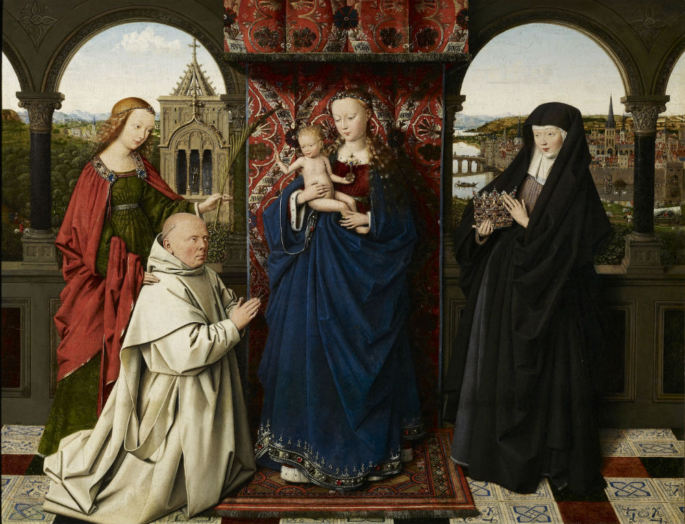 Maria en kind, met de heilige Barbara, heilige Elizabeth van Hongarije en Jan Vos, ca. 1441-1443 - Jan van Eyck en atelier (The Frick Collection, New York; Foto: Michael Bodycomb)
