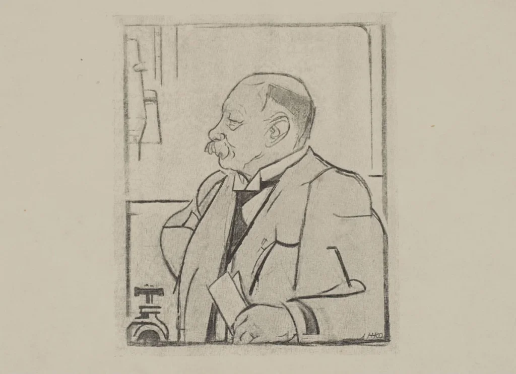 Heike Kamerlingh Onnes litho ca. 1920 door Harm Kamerlingh Onnes (Boerhaave)