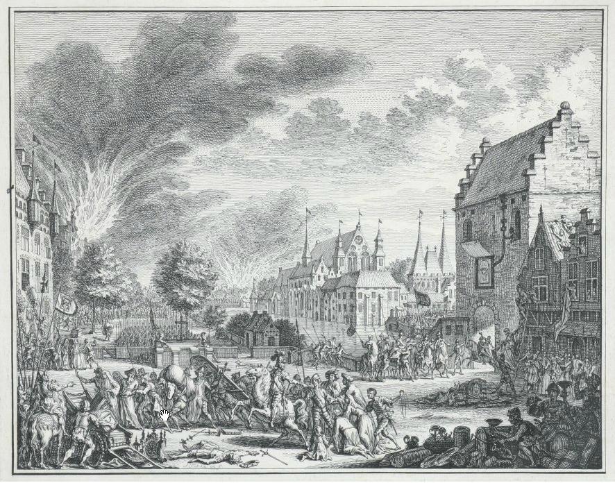 ‘s Gravenhage geplunderd door Maarten van Rossum (Gelders legeraanvoerder) op 8 maart 1528 (1750)